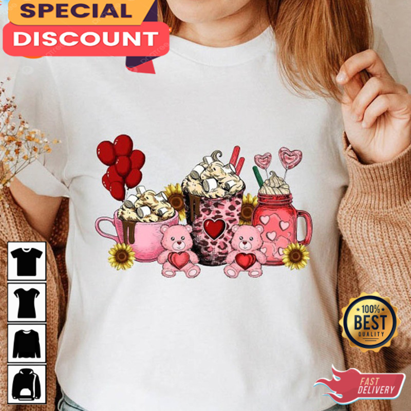 Coffee Cups Happy Women Valentines Day Cute Valentine T-shirt.jpg