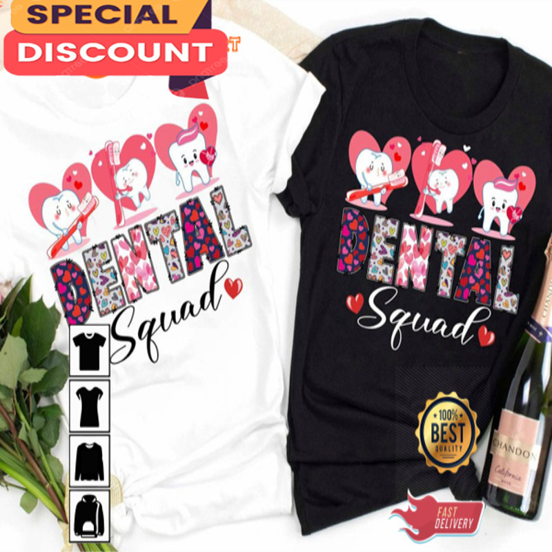 Dental Squad Leopard Valentines Couple Unisex T-Shirt.jpg