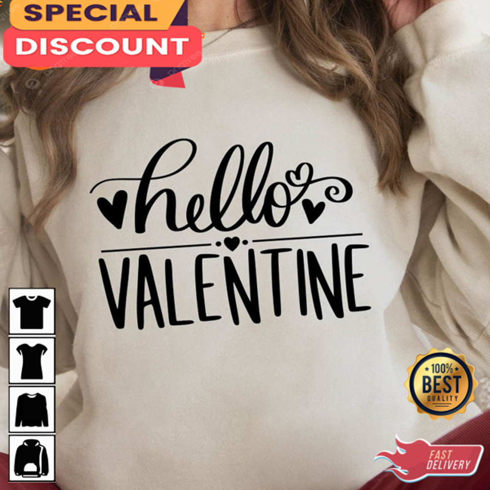 Hello Valentine Vintage Gift for Couple Unisex T-shirt.jpg