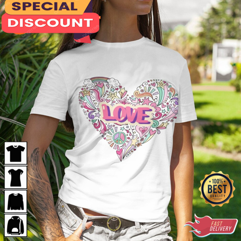 Love Women's Valentines Summer Vibe Peace and Love Vibe T-Shirt.jpg