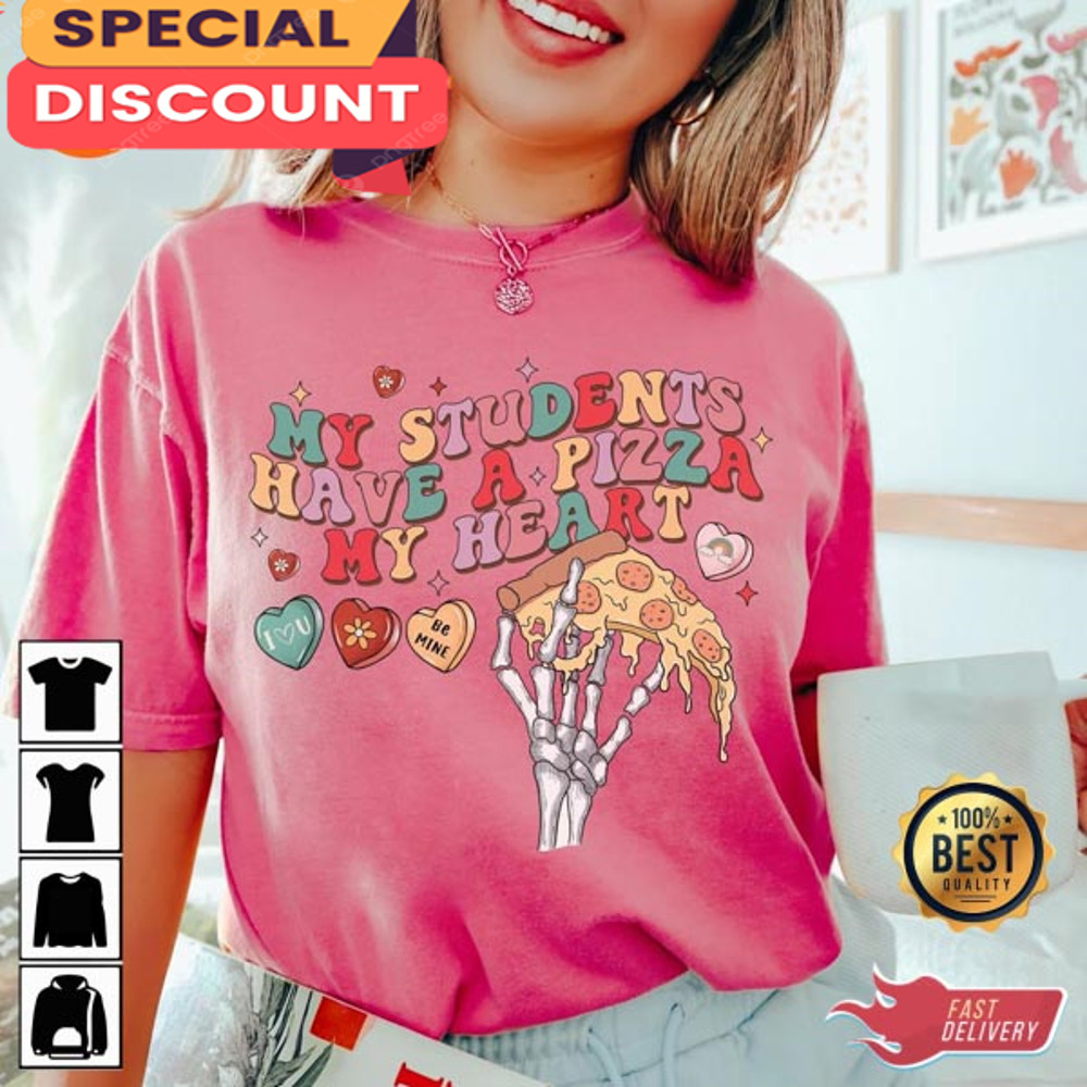 Retro My Students Have A Pizza My Heart Skeleton Hands T-Shirt.jpg