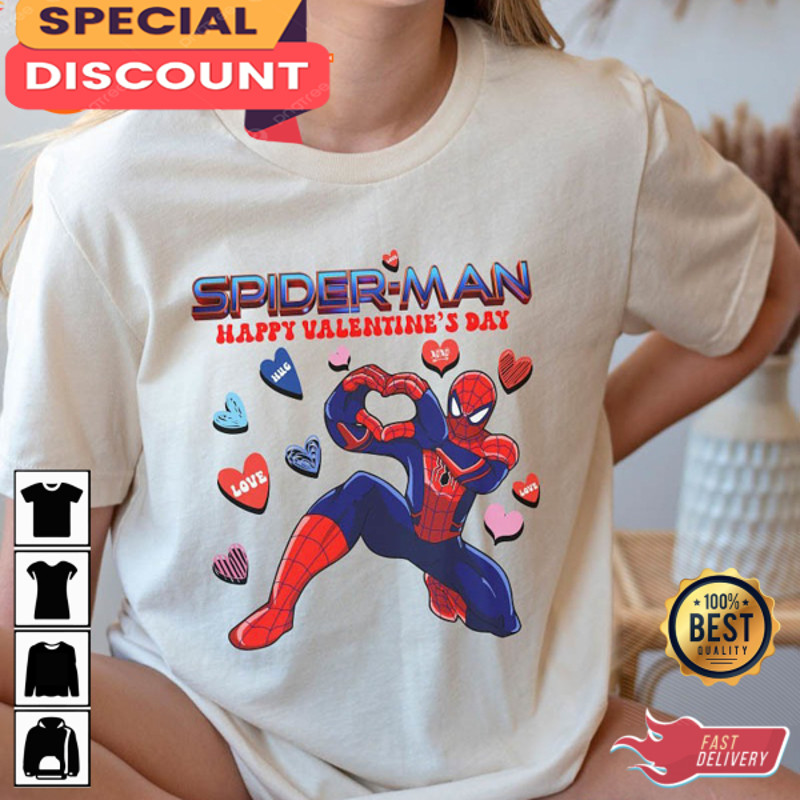 Spiderman Happy Valentines Day Love Vibe Marvel Superhero Unisex T-shirt.jpg