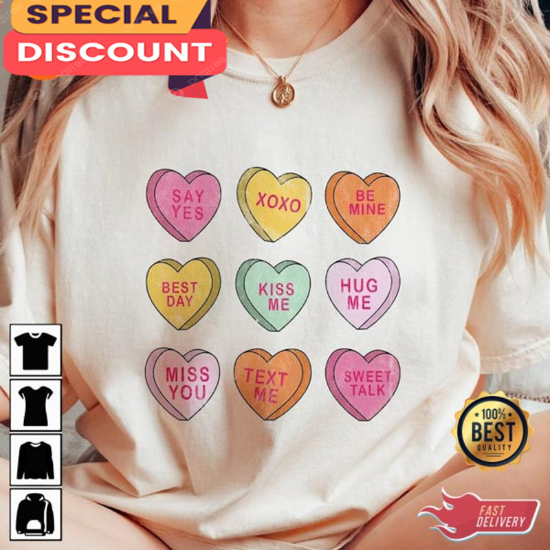 Valentines Conversation Hearts Groovy Retro Valentines Day Shirt.jpg