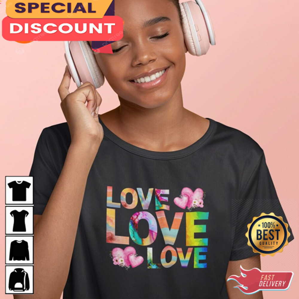 Watercolor Hearts I Love my GF Valentine's Day Gift Unisex T-Shirt.jpg