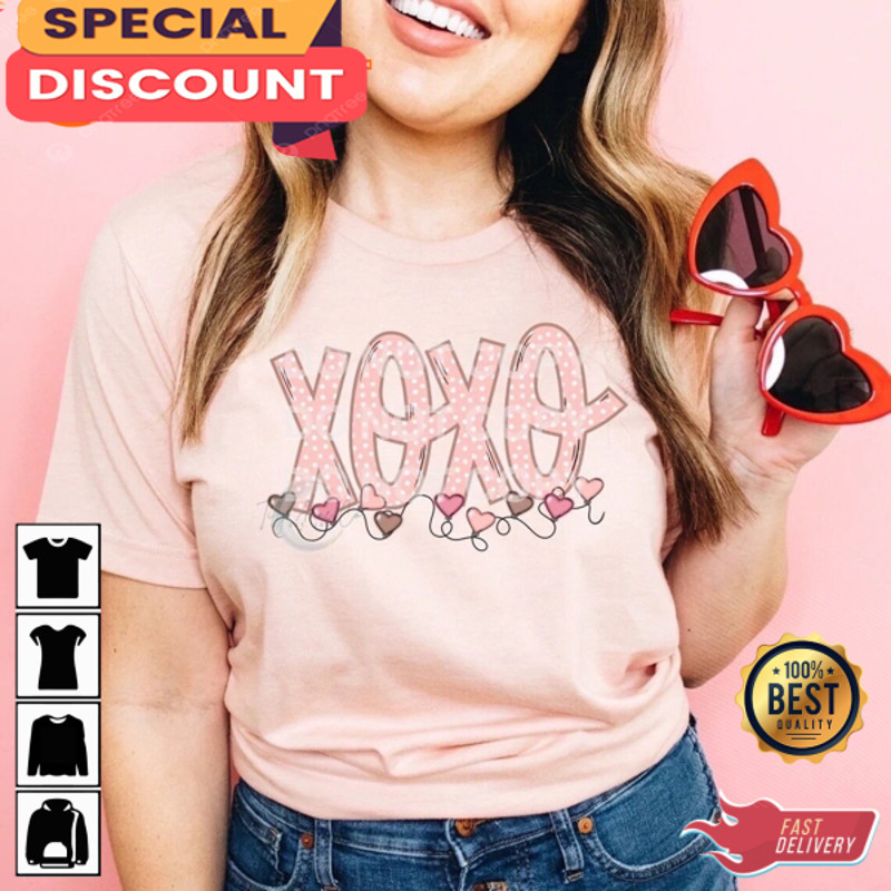 XOXO Heart Balloons Women Valentines Day Unisex T-Shirt.jpg