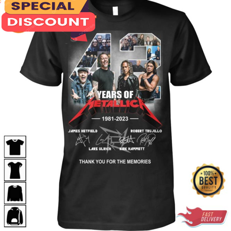 42 Years Of Metallica 1981-2023 James Robert Lars Kirk Signatures Unisex Shirt.jpg