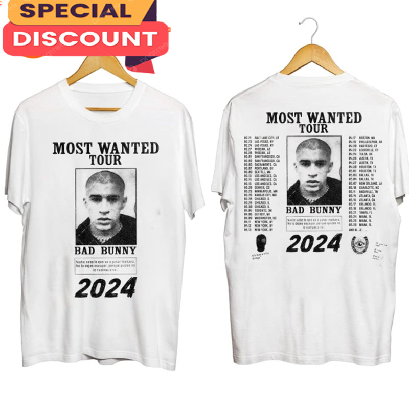 Bad Bunny Tour Most Wanted 2024 T-shirt.jpg