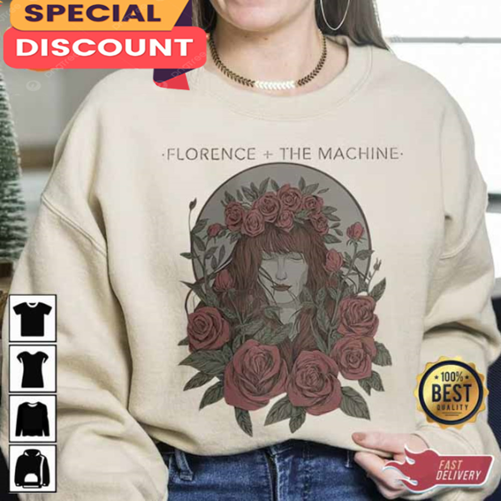 Beautiful Girl And Roses Florence And The Machine Unisex Tee.jpg