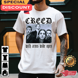 creed band merch with arms wide open, gift for fan, music tour shirt