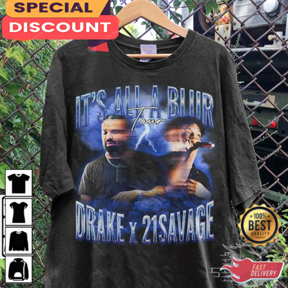 Drake 21 Savage It's All A Blur Tour 2023 Y2K Style Rap T-Shirt.jpg