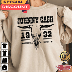 johnny cash estd 1932 bullhead country music fanwear t-shirt, gift for fan, music tour shirt
