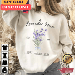 lavender haze embroidered sand sweatshirt, gift for fan, music tour shirt
