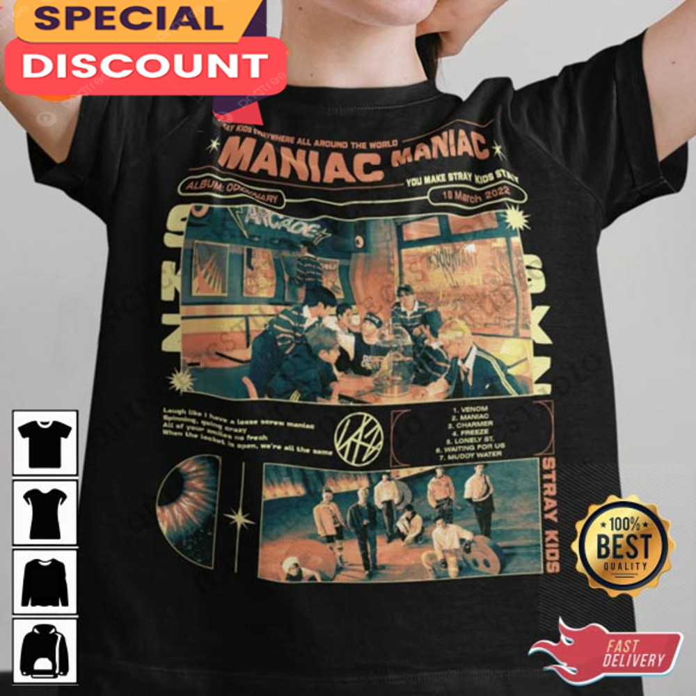 MANIAC Oddinary Inspired Graphic Kpop Stray Kids Unisex T-Shirt.jpg