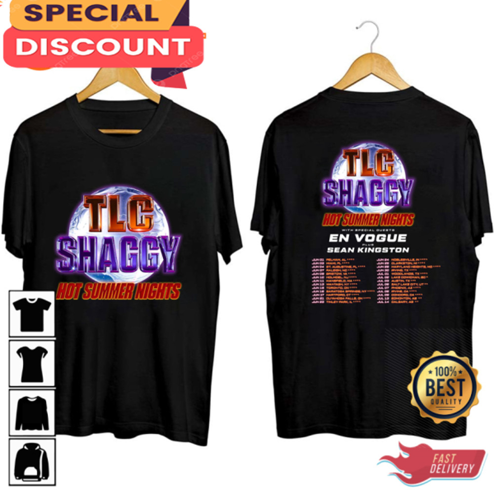 TLC And Shaggy 2023 Hot Summer Night Tour 2 Sides T-shirt.jpg