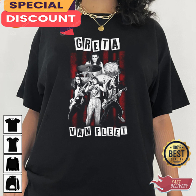 Vintage Greta Van Fleet Black Smoke Rising Rock and Roll T-Shirt.jpg