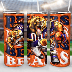 Bears America Football Skinny Tumbler, Football Mascot Tumbler, Gift For Super Bowl Fan