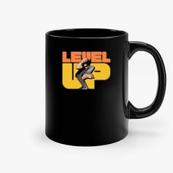 level up gaming video game anime fighter ceramic mugs, funny mug, gift for him, gift for mom, best friend gift