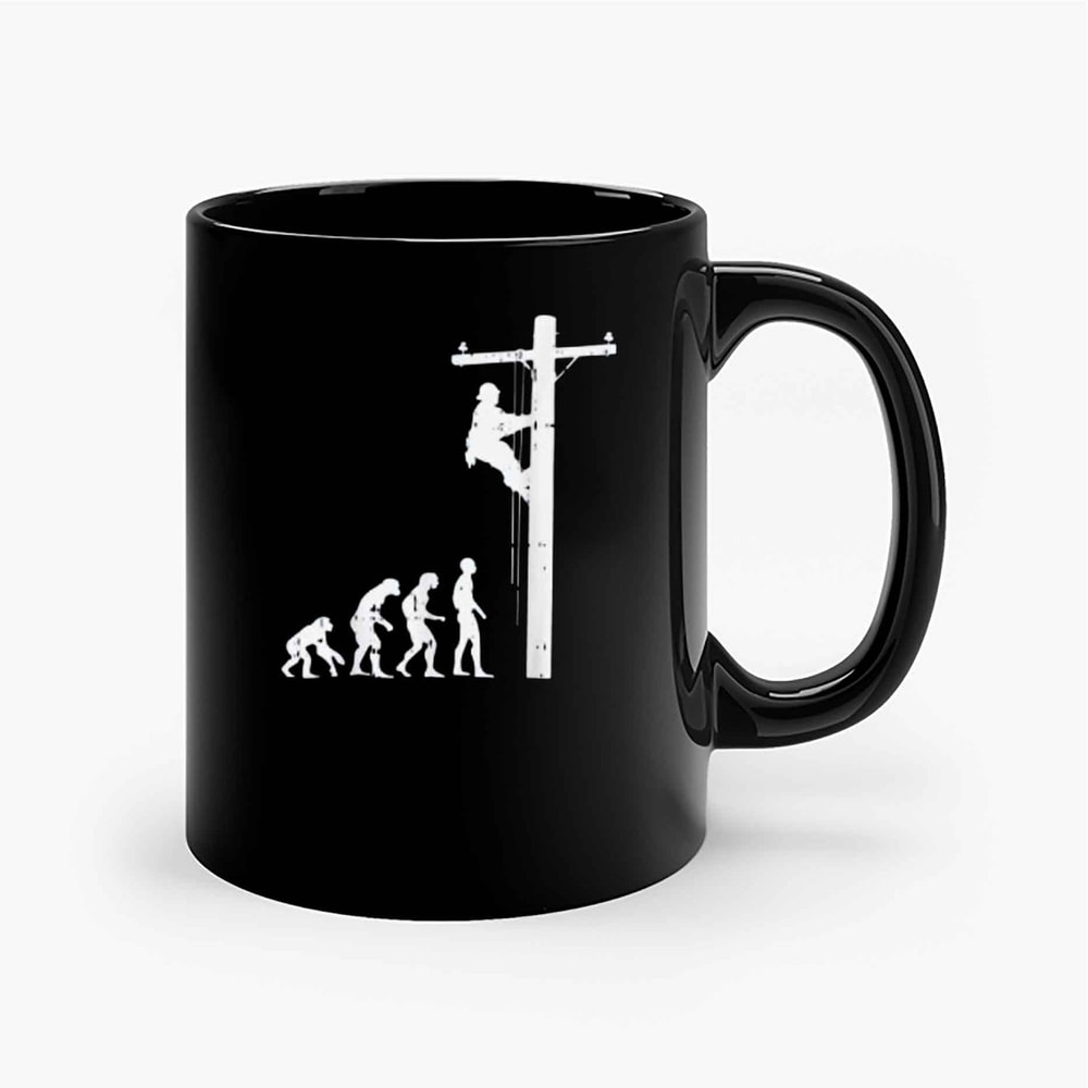 Lineman Evolution Funny Power Electrical Electrician Ceramic Mugs.jpg