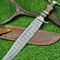 Damascus Steel Bowie Knife Stag Horn Handle Full Tang Outdoor Survival Blade Husband Knife BF G 1