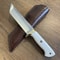 Survival Hunting Knife With White Corian Handle Leather Sheath 4
