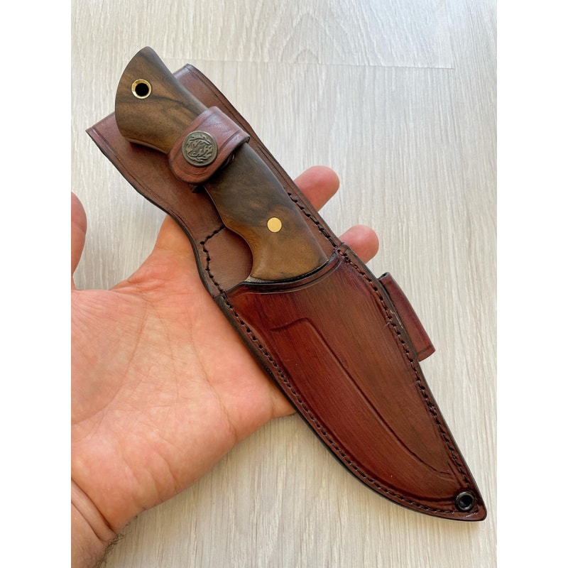 Handmade N690 Steel Hunting Knife Walnut Wood Heavy Duty Outdoor Blade 1