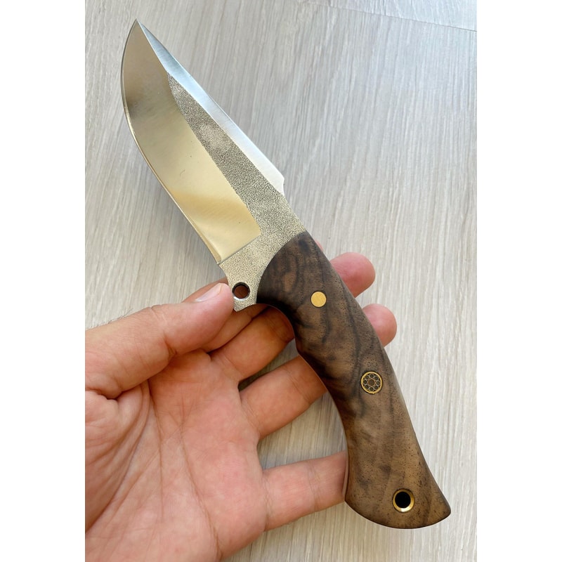Handmade N690 Steel Hunting Knife Walnut Wood Heavy Duty Outdoor Blade 6