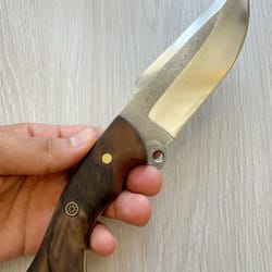 handmade n690 steel hunting knife – walnut wood heavy duty outdoor blade