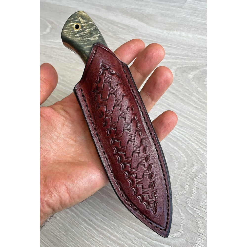 Full Tang Camping Skinning Knife With N690 Steel Maple Wood Grip 4