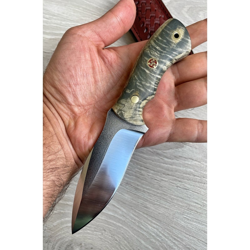 Full Tang Camping Skinning Knife With N690 Steel Maple Wood Grip 6