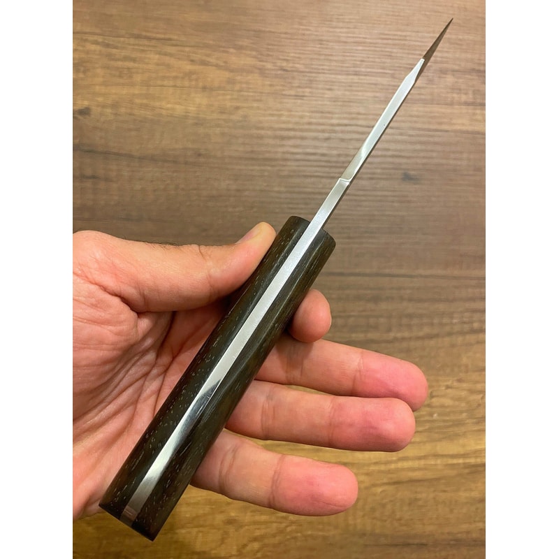 Survival Hunting Knife With Ebony Wood Grip Leather Sheath 2