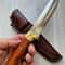 Survival Hunting Knife With Cocobolo Wood Grip Leather Sheath 7