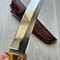 Survival Hunting Knife With Cocobolo Wood Grip Leather Sheath 0
