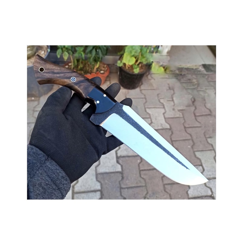 Heavy Duty Hunting Machete Knife With Walnut Wood Grip Leather Sheath 0