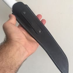 premium camping survival knife with 1075 steel & white corian handle