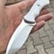 Compact EDC Hunting Knife With White Corian Handle Leather Sheath 1