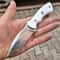 Compact EDC Hunting Knife With White Corian Handle Leather Sheath 8
