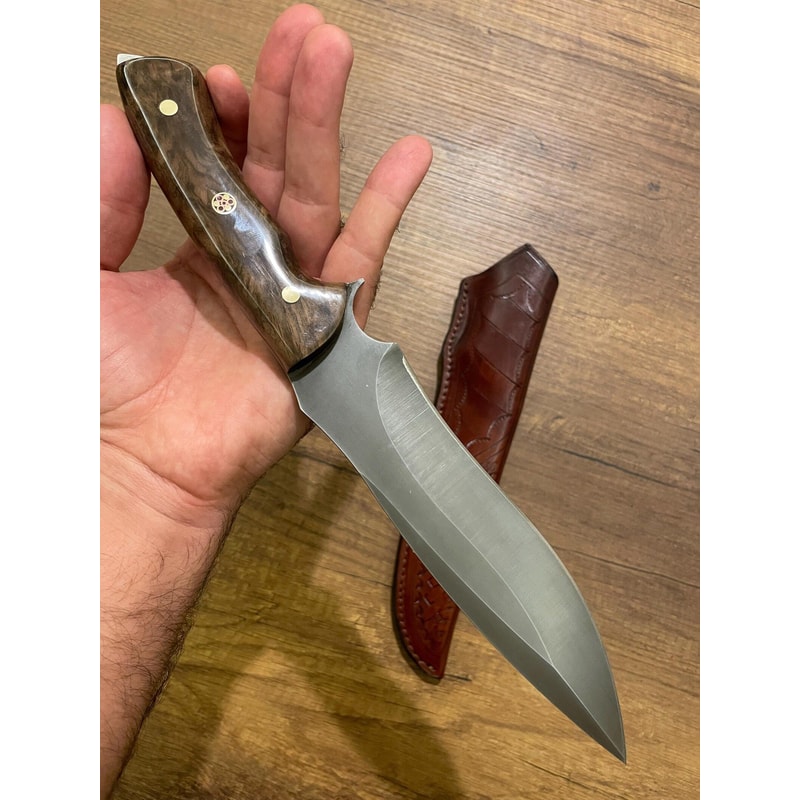 Premium Full Tang Survival Knife With 1075 Steel Walnut Wood Handle 7