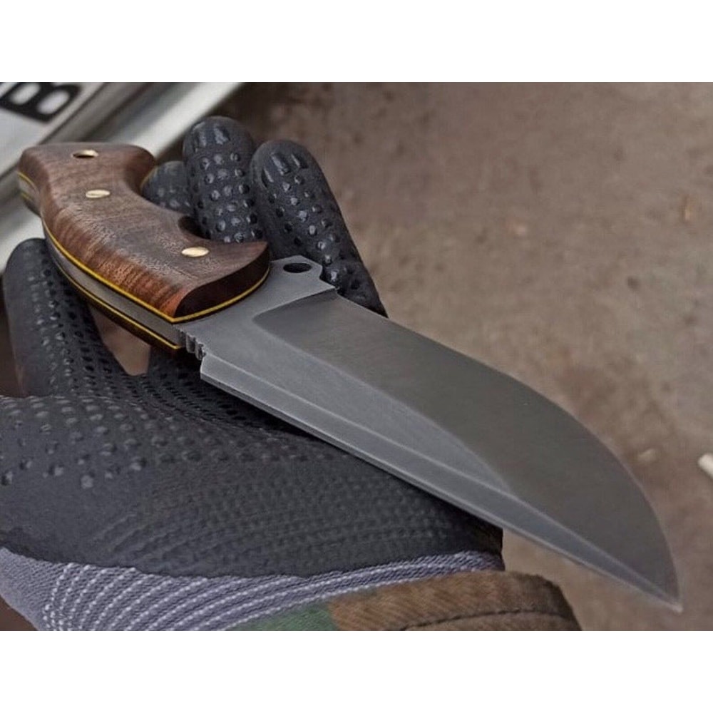 Handmade 1075 Carbon Steel Hunting Knife Walnut Handle Outdoor Survival Blade 4
