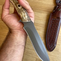 premium full tang survival knife with 1075 steel & stag horn handle