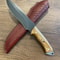 Heavy Duty Camping Hunting Knife With Silverberry Wood Grip Leather Sheath 4