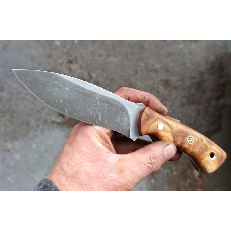 Premium Outdoor Knife With 1075 Steel Silverberry Wood Full Tang Handle 3