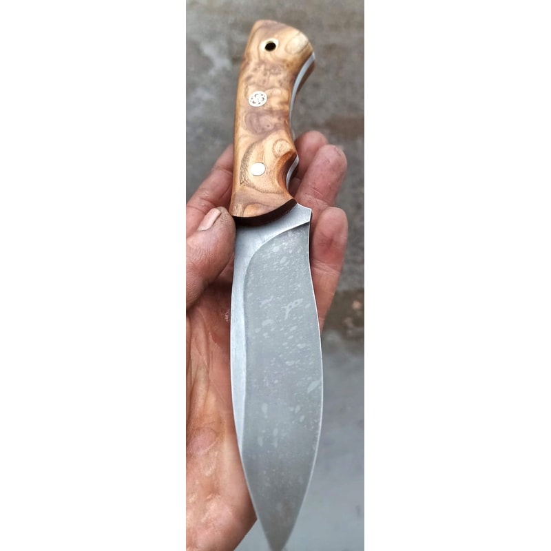 Premium Outdoor Knife With 1075 Steel Silverberry Wood Full Tang Handle 4