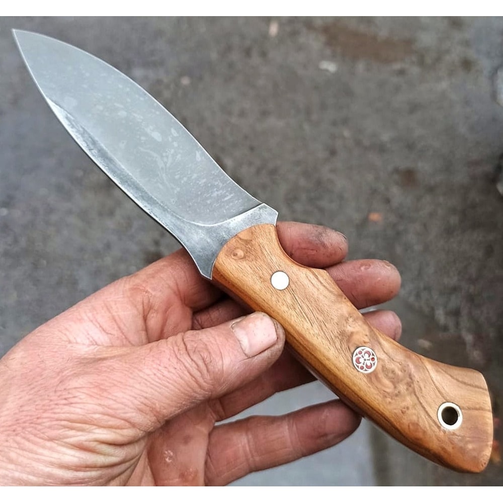 Premium Outdoor Knife With 1075 Steel Silverberry Wood Full Tang Handle 6
