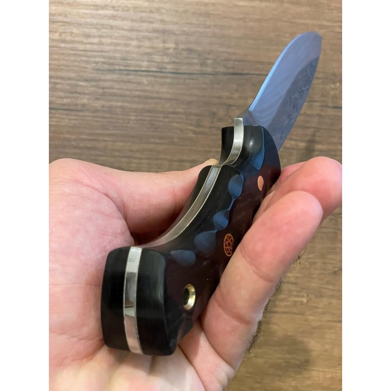 Handmade 1075 Steel Hunting Knife Black Compact Handle Outdoor EDC Blade 2
