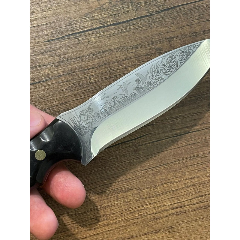 Handmade 1075 Steel Hunting Knife Black Compact Handle Outdoor EDC Blade 6