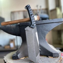 premium full tang cleaver knife with stonewashed sleipner steel & black grip