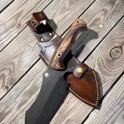premium full tang cleaver knife with stonewashed sleipner steel & walnut handle