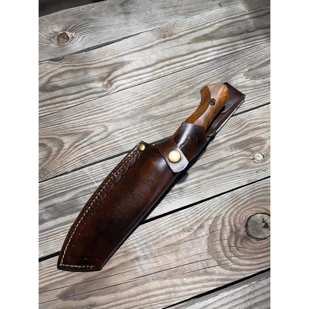 Premium Survival Cleaver Knife With Walnut Handle Stonewashed Finish 2