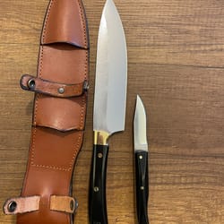 premium kitchen knife set with n690 steel & black compact ergonomic handles