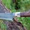 Artisan XL Kitchen Knife With Stag Horn Chestnut Handle Design 3